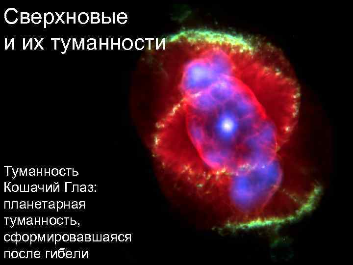 Сверхновые и их туманности Туманность Кошачий Глаз: планетарная туманность, сформировавшаяся после гибели 