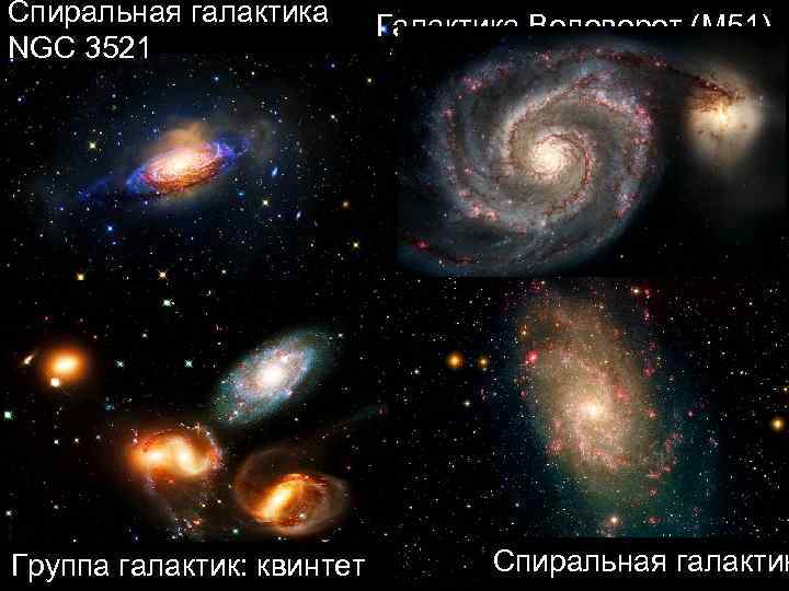 Спиральная галактика NGC 3521 Группа галактик: квинтет Галактика Водоворот (M 51) Спиральная галактик 