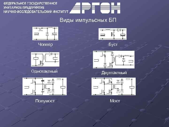 Виды импульсных БП Чоппер Буст Однотактный Двухтактный Полумост Мост 