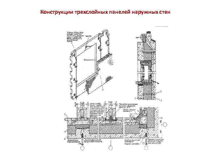 Конструкции трехслойных панелей наружных стен 