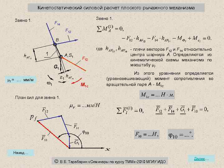 Силовой расчет