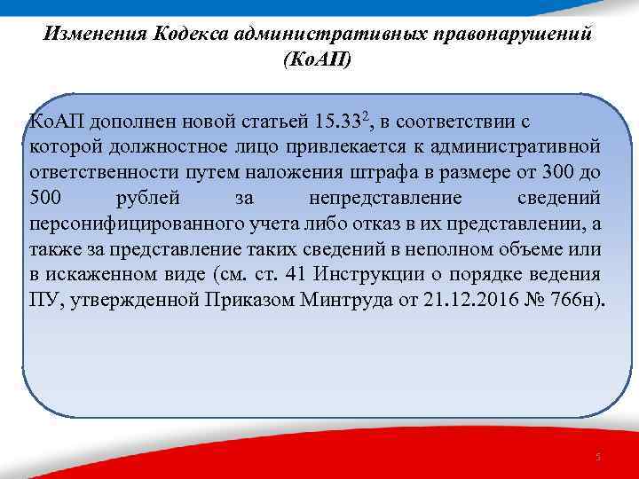 Изменения Кодекса административных правонарушений (Ко. АП) Ко. АП дополнен новой статьей 15. 332, в