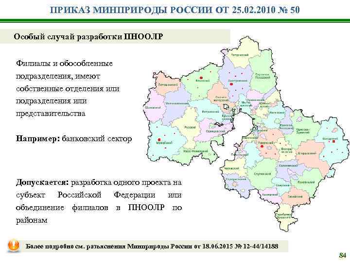 ПРИКАЗ МИНПРИРОДЫ РОССИИ ОТ 25. 02. 2010 № 50 Особый случай разработки ПНООЛР Филиалы
