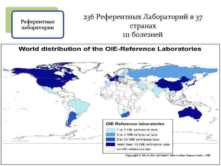 Референтные лаборатории 236 Референтных Лабораторий в 37 странах 111 болезней 