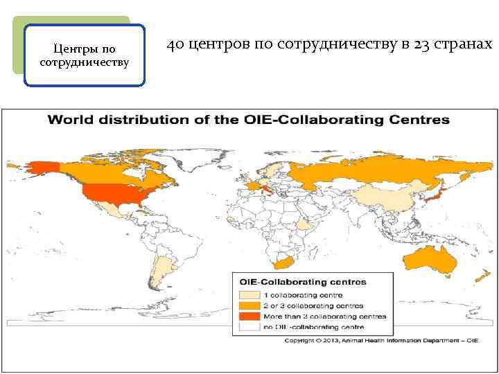 Центры по сотрудничеству 40 центров по сотрудничеству в 23 странах 