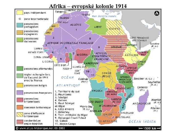 Afrika – evropské kolonie 1914 