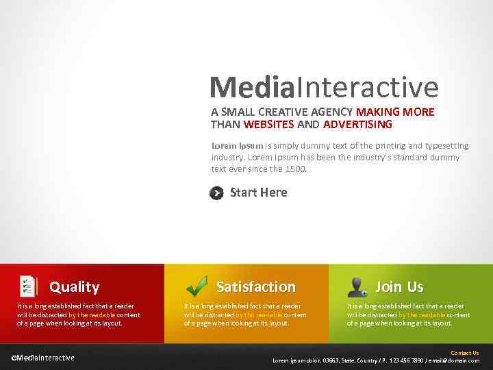 Media. Interactive A SMALL CREATIVE AGENCY MAKING MORE THAN WEBSITES AND ADVERTISING Lorem Ipsum