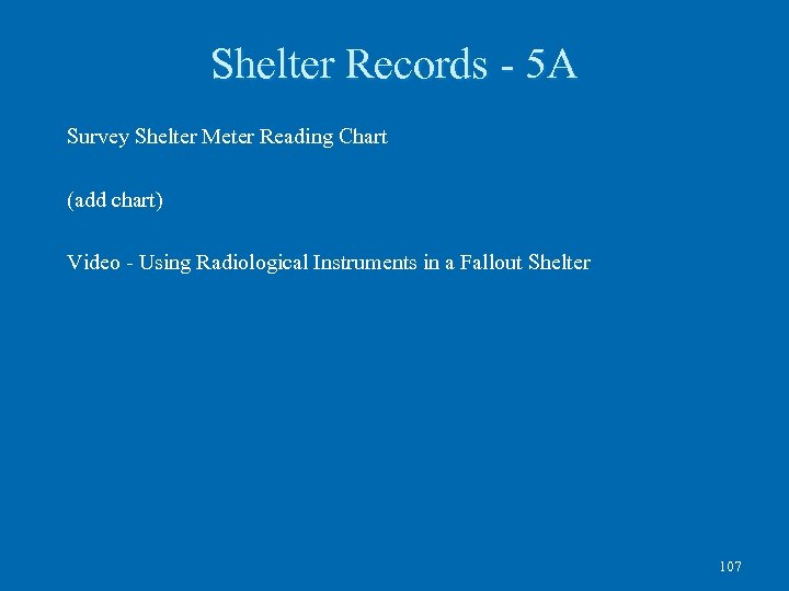 Shelter Records - 5 A Survey Shelter Meter Reading Chart (add chart) Video -