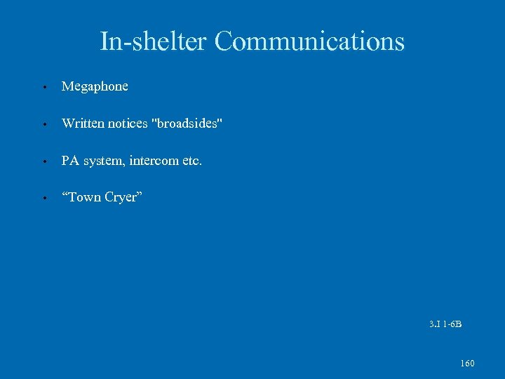 In-shelter Communications • Megaphone • Written notices 