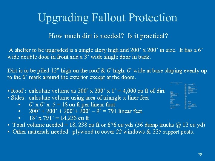 Upgrading Fallout Protection How much dirt is needed? Is it practical? A shelter to