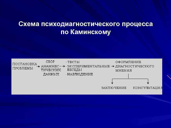 Схема психодиагностического процесса по Каминскому 