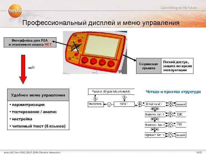 Committing to the future Профессиональный дисплей и меню управления Интерфейса для P 2 A