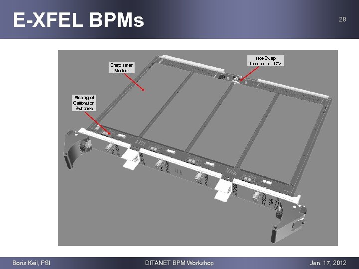 E-XFEL BPMs 28 Hot-Swap Controller 12 V Chirp Filter Module Biasing of Calibration Switches