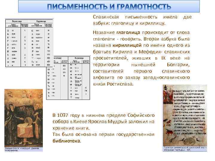 Славянская письменность имела азбуки: глаголицу и кириллицу. две Название глаголица происходит от слова глаголати