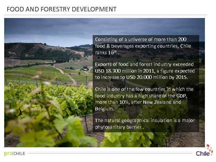 FOOD AND FORESTRY DEVELOPMENT Consisting of a universe of more than 200 food &