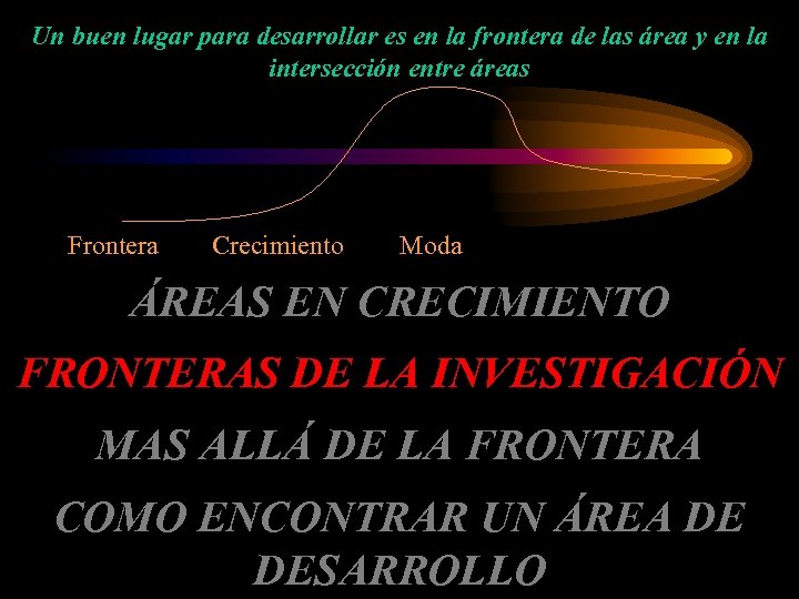 Un buen lugar para desarrollar es en la frontera de las área y en