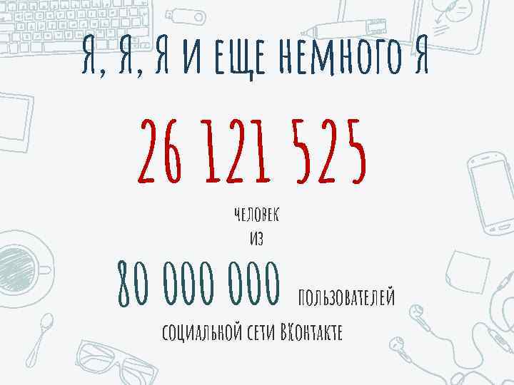 Я, Я, Я и еще немного Я 26 121 525 человек из 80 000