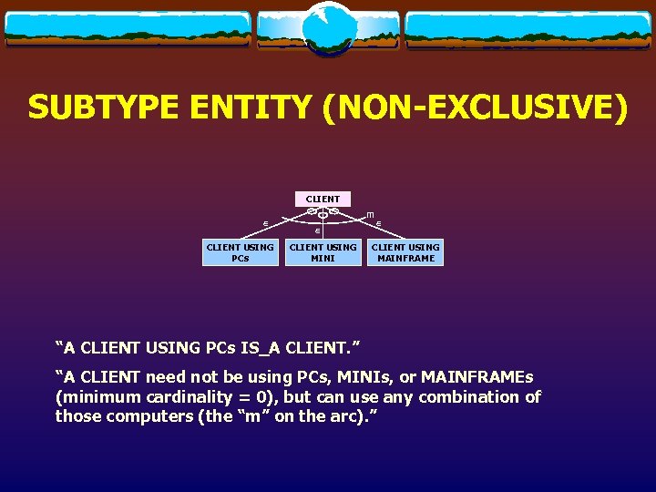 SUBTYPE ENTITY (NON-EXCLUSIVE) CLIENT Î CLIENT USING PCs m Î CLIENT USING MINI Î