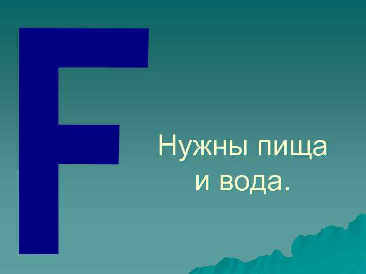 Нужны пища и вода. 