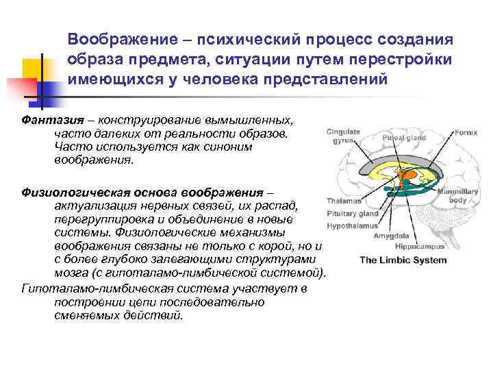 План лекции по теме воображение