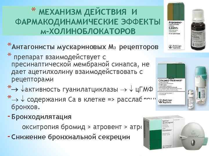 * МЕХАНИЗМ ДЕЙСТВИЯ И ФАРМАКОДИНАМИЧЕСКИЕ ЭФФЕКТЫ м-ХОЛИНОБЛОКАТОРОВ *Антагонисты мускариновых М * препарат взаимодействует с