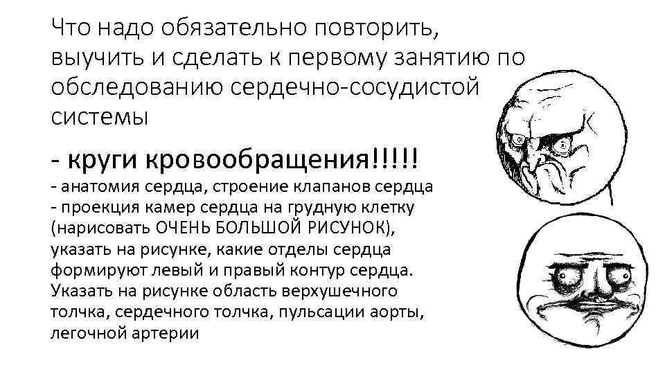 Что надо обязательно повторить, выучить и сделать к первому занятию по обследованию сердечно-сосудистой системы