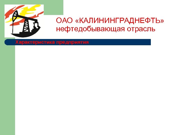 ОАО «КАЛИНИНГРАДНЕФТЬ» нефтедобывающая отрасль Характеристика предприятия 
