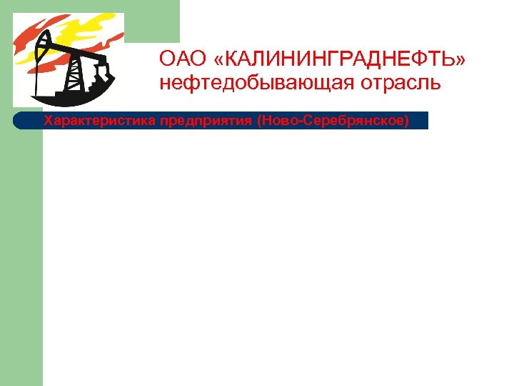 ОАО «КАЛИНИНГРАДНЕФТЬ» нефтедобывающая отрасль Характеристика предприятия (Ново-Серебрянское) 