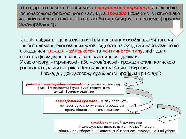 Господарство первісної доби мало натуральний характер, а головною характер господарською формою цього часу була