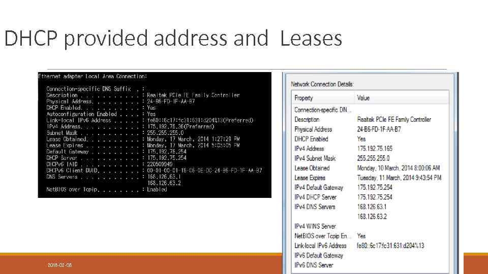 DHCP provided address and Leases 2018 -02 -08 44 