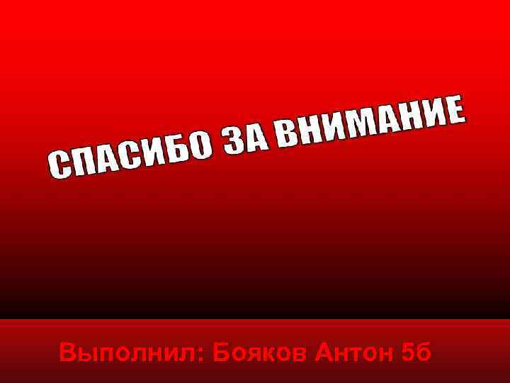 Выполнил: Бояков Антон 5 б 
