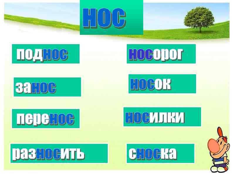нос поднос носорог занос носок перенос носилки разносить сноска 