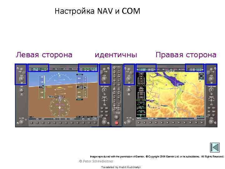 Настройка NAV и COM Левая сторона идентичны Правая сторона Image reproduced with the permission