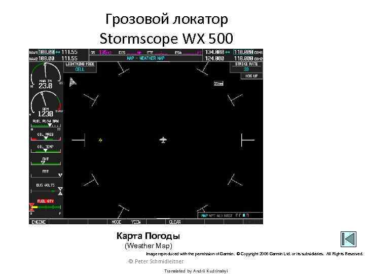 Грозовой локатор Stormscope WX 500 Карта Погоды (Weather Map) Image reproduced with the permission