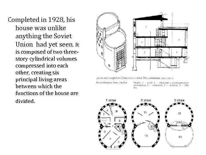 Completed in 1928, his house was unlike anything the Soviet Union had yet seen.