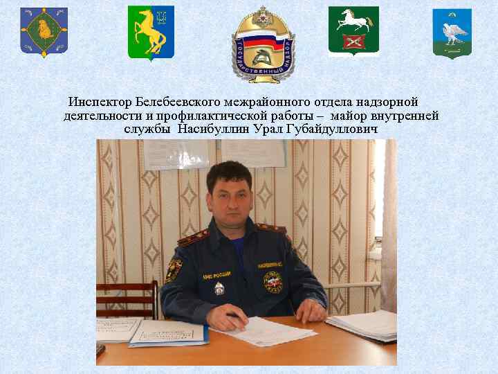  Инспектор Белебеевского межрайонного отдела надзорной деятельности и профилактической работы – майор внутренней службы