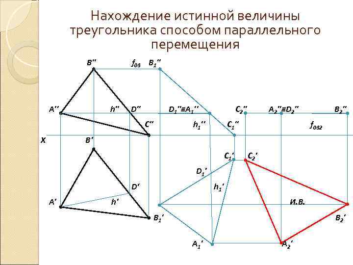 Определить натуральную величину треугольника авс. Определить истинную величину треугольника АВС. Нахождение истинной величины треугольника. Натуральная величина треугольника. Величина треугольника это.