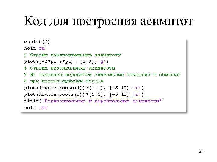 Код для построения асимптот 24 