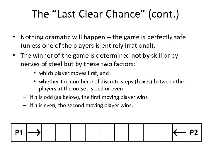 The “Last Clear Chance” (cont. ) • Nothing dramatic will happen -- the game