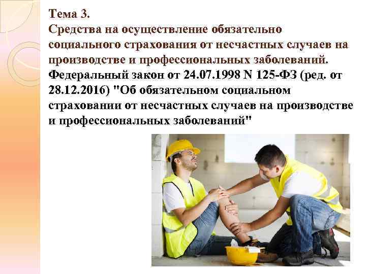 Тема 3. Средства на осуществление обязательно социального страхования от несчастных случаев на производстве и