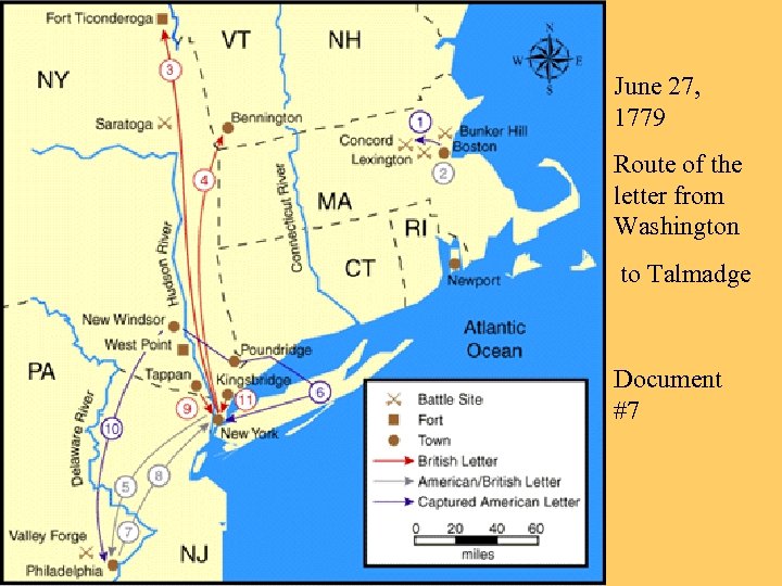 June 27, 1779 Route of the letter from Washington to Talmadge Document #7 