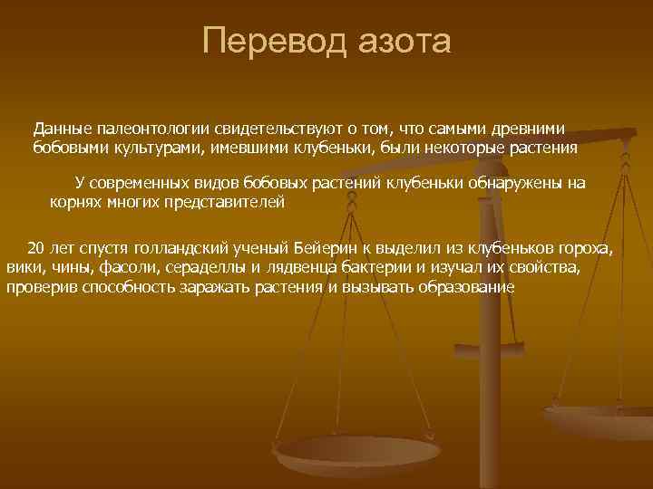 Перевод азота Данные палеонтологии свидетельствуют о том, что самыми древними бобовыми культурами, имевшими клубеньки,