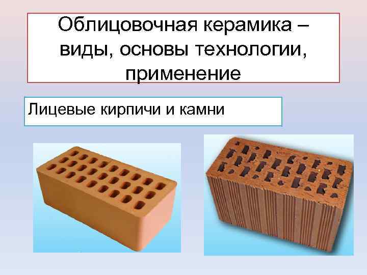 Облицовочная керамика – виды, основы технологии, применение Лицевые кирпичи и камни 