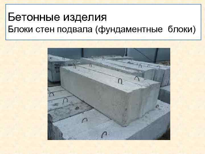 Бетонные изделия Блоки стен подвала (фундаментные блоки) . 