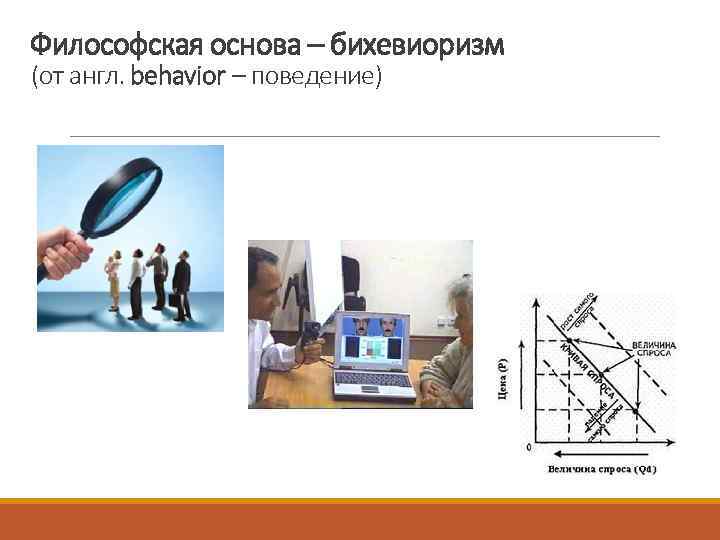 Философская основа – бихевиоризм (от англ. behavior – поведение) 