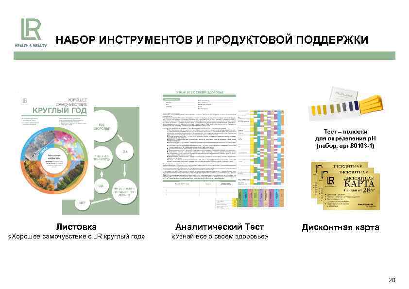 НАБОР ИНСТРУМЕНТОВ И ПРОДУКТОВОЙ ПОДДЕРЖКИ Тест – полоски для определения p. H (набор, арт.