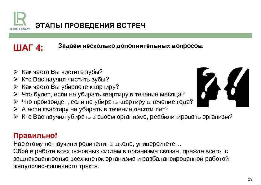 ЭТАПЫ ПРОВЕДЕНИЯ ВСТРЕЧ ШАГ 4: Ø Ø Ø Ø Задаем несколько дополнительных вопросов. Как