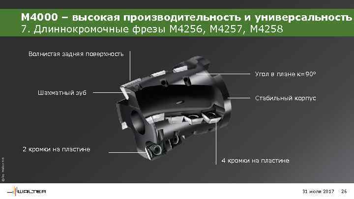 M 4000 – высокая производительность и универсальность 7. Длиннокромочные фрезы M 4256, M 4257,