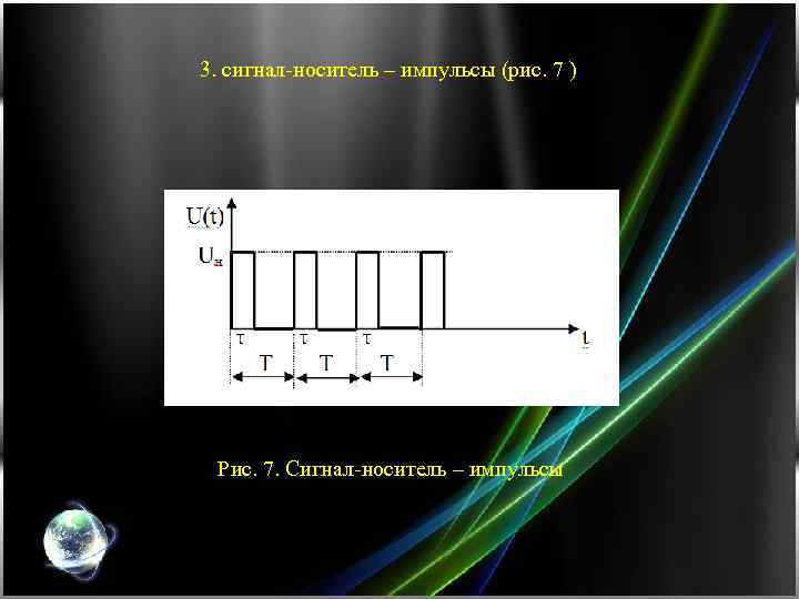 3. сигнал-носитель – импульсы (рис. 7 ) Рис. 7. Сигнал-носитель – импульсы 
