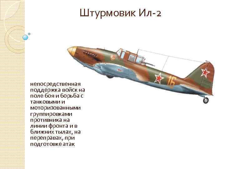 Штурмовик Ил-2 непосредственная поддержка войск на поле боя и борьба с танковыми и моторизованными